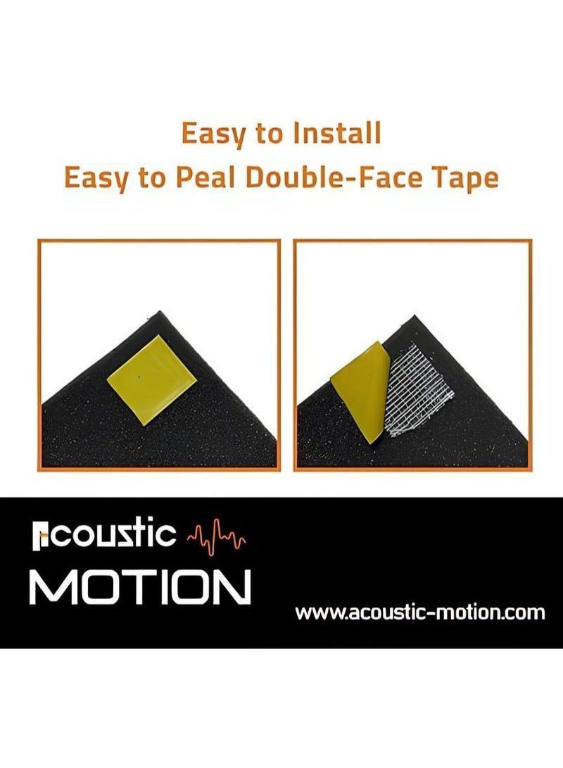 أكويستك موشان الواح اسفنجية مقاومة للصوت مقاس 5 سم مع مجموعة ذاتية اللصق مكونة من 12 قطعة مقاس 5 × 30 × 30 سم، لون رمادي داكن اساسي للاستوديو المنزلي والمعالجة الصوتية. - Image 3